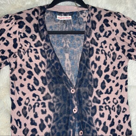 Sz Large Rebecca a Taylor Cheetah pink cardigan - Picture 2 of 13